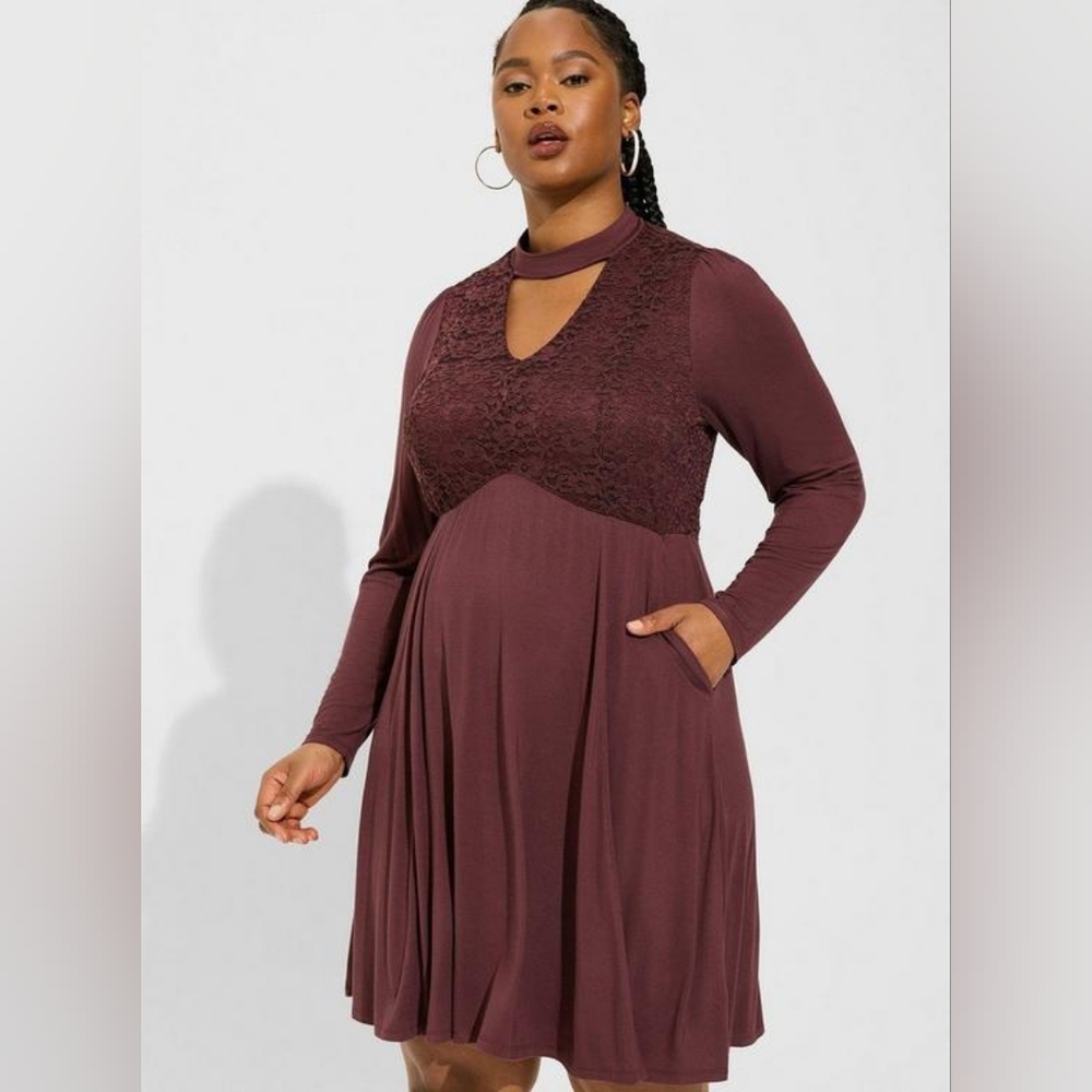 Mock Neck Skater Dress